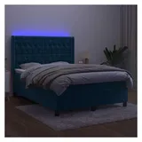 vidaXL Boxspringbett mit Matratze & LED Dunkelblau 140x200 cm Samt