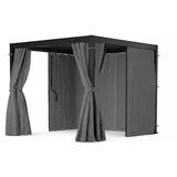 Blumfeldt LuminaHaven Pergola 3x3 mit Vorhängen und Moskitonetzen Schwarz