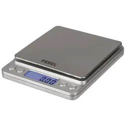 Perel Präzisionswaage, digital, 0.01 g bis zu 500 g, Tara-Funktion, automatische Abschaltung, LCD-Anzeige mit Hintergrundbeleuchtung, Grau