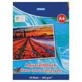 Stylex 28690 - Aquarellblock A4, 24 Blatt 185 g/m2, mit Kopfleimung, ideal für Amateur- und professionelle Künstler gleichermaßen