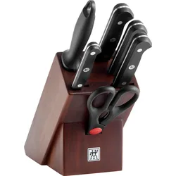 Gourmet Messerblock mit 4 Messern, Schere und Schärfer Nussbaumholz