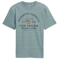 Tom Tailor Herren T-Shirt mit Logo-Print, grau, Meliert, Gr.