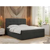 MKS Meble Boxspringbett mit Matratze, Bett mit Multipocket - Matratze und Topper Polsterbett mit Bettkasten und Kopfteil, ERNI ... - Dunkelgrau,