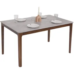 Esszimmertisch MCW-M55, Tisch Esstisch, Massiv-Holz HDF Laminat Melamin 135x80cm, Beton-Optik, braune Beine