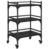 VidaXL Küchentrolley Schwarz Eichen-Optik 50 x 35 x 75,5