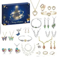 CLTYQ Schmuck-Adventskalender Schmuck-Adventskalender Weihnachtskalender Teenager Mädchen Kinder, DIY Adventskalender Inhalt Kinder Frauen Schmuck Armband blau