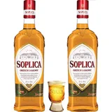 2 Flaschen Soplica Haselnuss - Orzech Laskowy 28% - 2x0.5l + Gratis Soplica Pinnchen/Schnapsglas