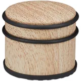 Relaxdays 4 x Türstopper, Holzoptik, Hellbraun