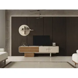 JV Möbel Runder TV-Ständer 50 cm X 63 cm Beige/Holz