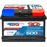 Autobatterie 12V 65Ah 600A BIG Silber +30% PKW Batterie ersetzt 55Ah 60Ah 63Ah