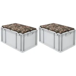 PROREGAL Mega Deal 2x Eurobox NextGen Seat Box Camouflage | HxBxT 36,5x40x60cm | 65 Liter | Griffe geschlossen | Eurobehälter, Sitzbox