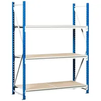 Proregal Weitspannregal MAXIMUS Grundregal HxBxT 250x175x80cm | 5 Ebenen | Spanplatten-Fachboden | Fachlast 450kg | Lichtblau/Lichtgrau