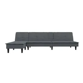 vidaXL Schlafsofa in L-Form Dunkelgrau 255x140x70 cm Samt