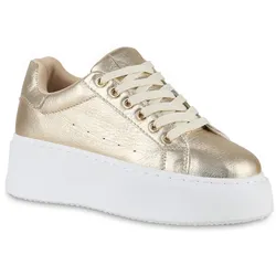 Damen Plateau Sneaker in Gold