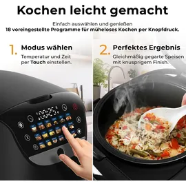 Balter MK-01 Reiskocher Multikocher mit 18 Programme, 4L Rice Cooker mit Fuzzy-Logic, Dampfgarer