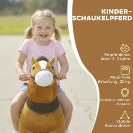 aiyaplay Reitpferd, Spielpferd zum Reiten mit Sattel Rollen, 75 cm Stehpferd Plüschpferd
