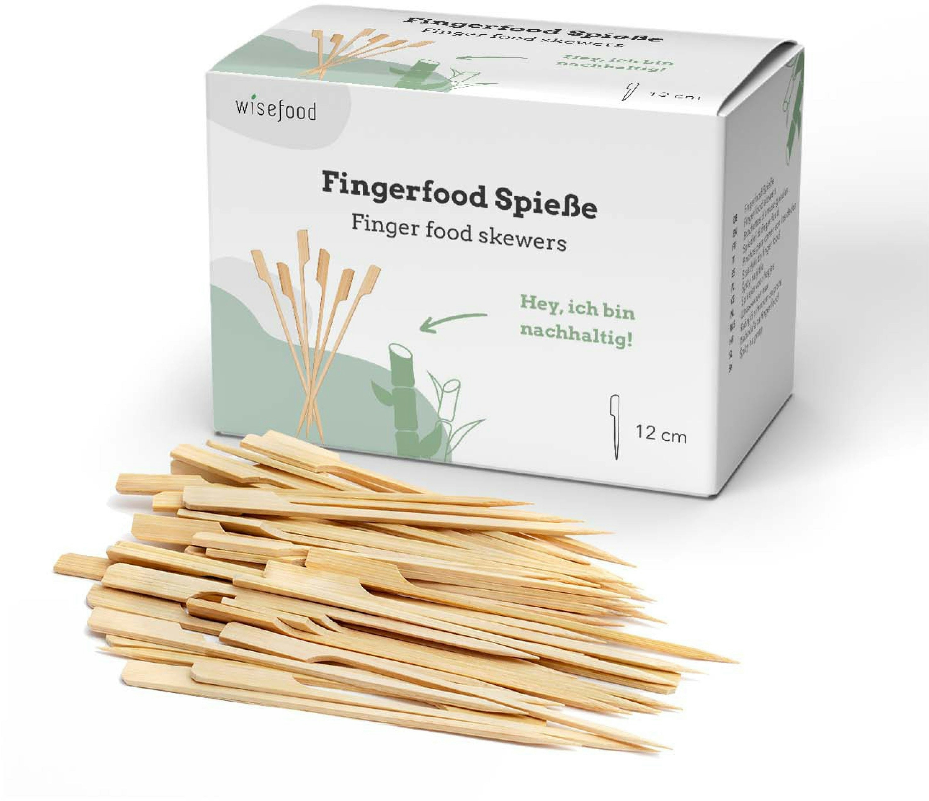 WISEFOOD 250 Spieße - Fingerfood Spieße aus Bambus 12 cm