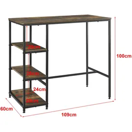 [en.casa] Bartisch Växjö 100 x 109 x 60 cm Dunkelbraun