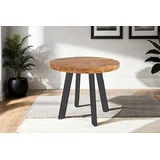 SAM Runder Esszimmertisch 120 cm Adelina, Mangoholz massiv & naturfarben, Esstisch im Used-Look, 4-Fuß-Gestell aus Metall schwarz