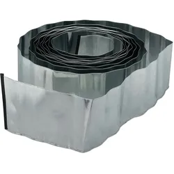 Relaxdays Rasenkante 10m, Beetbegrenzung aus Metall, verzinkt, flexibel, Umrandung f. Beet oder Rasen, 16cm hoch, silber