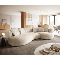 DELIFE Big-Sofa Edina, Cord Beige 330x170 cm beige|weiß