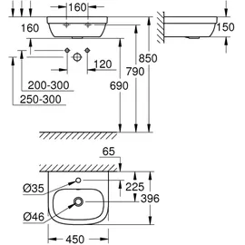 Grohe Euro Keramik Handwaschbecken 45 x 40 cm (39324000)