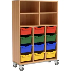 Schrank mit 12 hohen Schüben und 4 Fächer oben