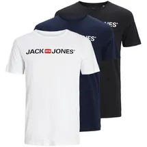 JACK & JONES Corp Logo 3 Pack Kurzarm-T-Shirt White / Pack 1 Black / 1 Navy Blazer / 1 White M