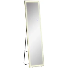 Homcom 2 in 1 Standspiegel Wandspiegel, Ganzkörperspiegel mit LED-Beleuchtung, Garderobenspiegel für Schlafzimmer, Wohnzimmer, und Eingangsbereich Weiß