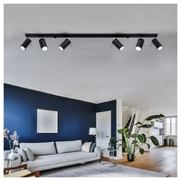 ETC Shop Deckenleuchte Deckenlampe Stahl Schwarz schwenkbare Spots L 120 cm Wohnzimmer