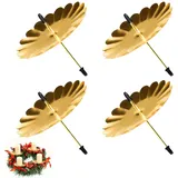 Shunfaji 4 Stück Kerzenhalter Adventskranz Adventkerzenhalter Kerzenständer Metall Stumpenkerzenhalter Kerzenteller mit Dorn Kerzenuntersetzer für Adventskranz Adventsdekoration Tischdeko (Gold)