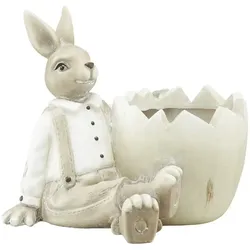 Deko Osterhase mit Übertopf , beige , Polyresin (Kunstharz) , Maße (cm): B: 17 H: 15 T: 13