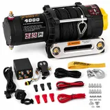 KANGAROO WINCH Elektrische Seilwinde 12V - 4000 LBS / 1814 kg Zugkraft - Ideal für ATV, Quad und Offroad Einsätze - Robuste Konstruktion - Inklusive Synthetikseil und Funkfernbedienung (K4000SR)