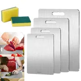 Taima Titanium Cutting Board, Taimatitanium Titanium Cutting Board, 304 Stainless Steel Double-Sided Food Grade Cutting Board Thickened, For Meat, Fruit&Vegetable (S+M +L+XL)