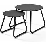 Mojawo 2-teiliges Beistelltisch-Set, schwarz, ineinander stellbar, Ø 60/40 cm