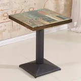 WANZHE Industrieller Retro-Esstisch, Höhe 75 cm, quadratischer Küchentisch, Küchentisch aus Metall und Holz, Bistrotisch für 1 – 4 Personen (Typ C)