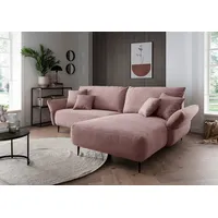 INOSIGN Ecksofa Amarena L-Form, inklusive Armlehnenverstellfunktion, 4x Zierkissen gratis rosa