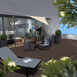 AMANKA Sonnensegel 2x2x2 HDPE Dreieck Sonnenschutz Überdachung Balkon Garten Beige