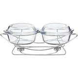 Feuerfester Speisewärmer Glasbräter Auflaufform Backform Bräter  Gefäß mit St...