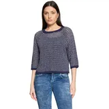 Cartoon Strickpullover Dunkelblau/Weiß 46