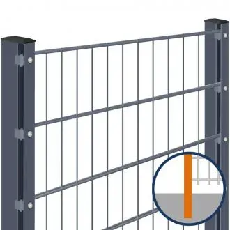 Doppelstabmattenzaun zum Einbetonieren Rundum-sorglos-Paket Anthrazit Komplettset, Abdeckleiste, 1430 mm,6/5/6 mm,60 m,gerade