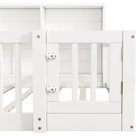 SOFTWEARY Kinderbett mit Lattenrost 140 x 200 cm Kiefer weiß