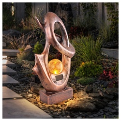 Globo Gartenleuchte, LED-Leuchtmittel fest verbaut, Warmweiß, Außenlampe Solarleuchte Feuereffekt warmweiß LED Gartenleuchte bronze