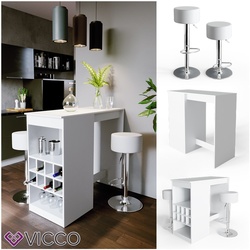 VICCO Bartisch ROSS Weiß Bartresen Stehtisch Tresentisch Bistrotisch Tisch inkl. Barhocker