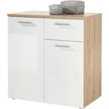 Stella Trading Kommode PABLO Weiß - Modernes Sideboard mit 2 Türen, 1 Schubkasten, 2 Einlegeböden, weiß