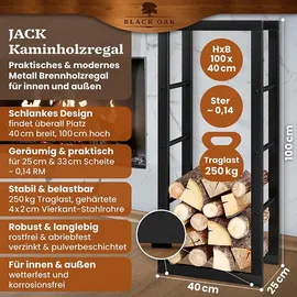 black-oak Kaminholzregal JACK Metall 100 x 40 x 25 cm Schwarz