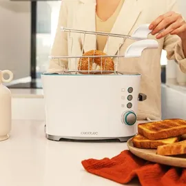 Cecotec Toast&Taste Double W, 650W, Doppelter Breitschlitz für 2 Toasts, Leichte Reinigung, Automatische Abschaltung und Pop-up-Funktion, Inklusive Entnahmezange, Krümeltablett