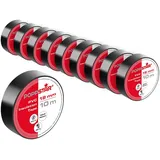 POPPSTAR Isolierband 10m (18mm breit, 0,18mm stark), schwarz, 10 Rollen