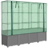 vidaXL Hochbeet mit Gewächshaus-Aufsatz Rattan-Optik 160x40x153 cm