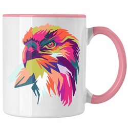 Trendation Tasse Trendation – Adler Polygon Tasse Geschenk Adler-Fans Kaffeetasse rosa